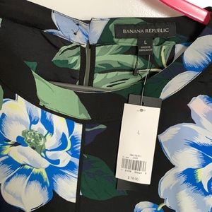 Banana Republic  black top with blue flowers